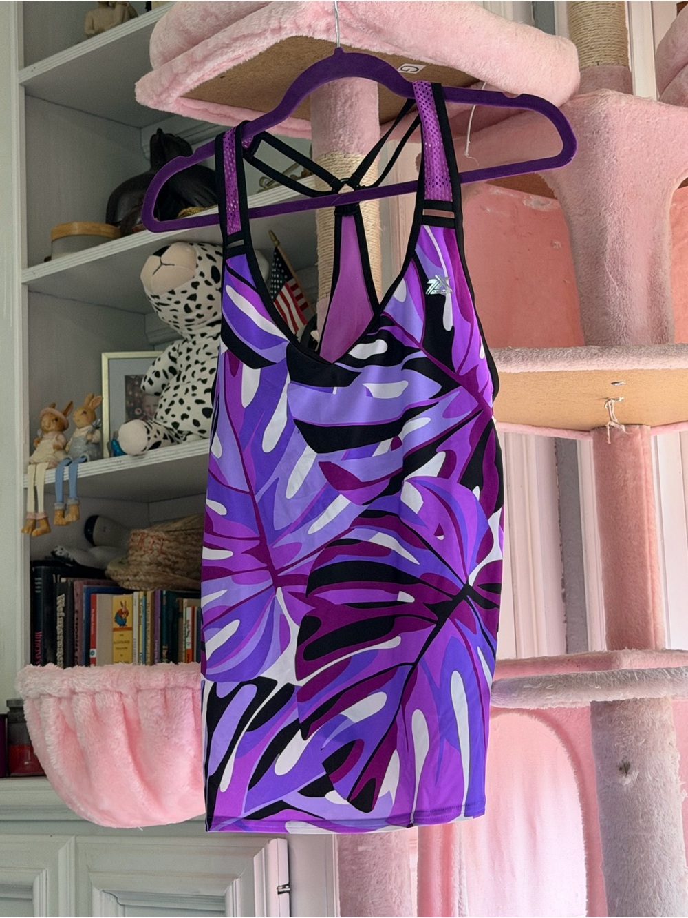 ZeroXposur Purple Floral-Print Women's Swim Tankini Top